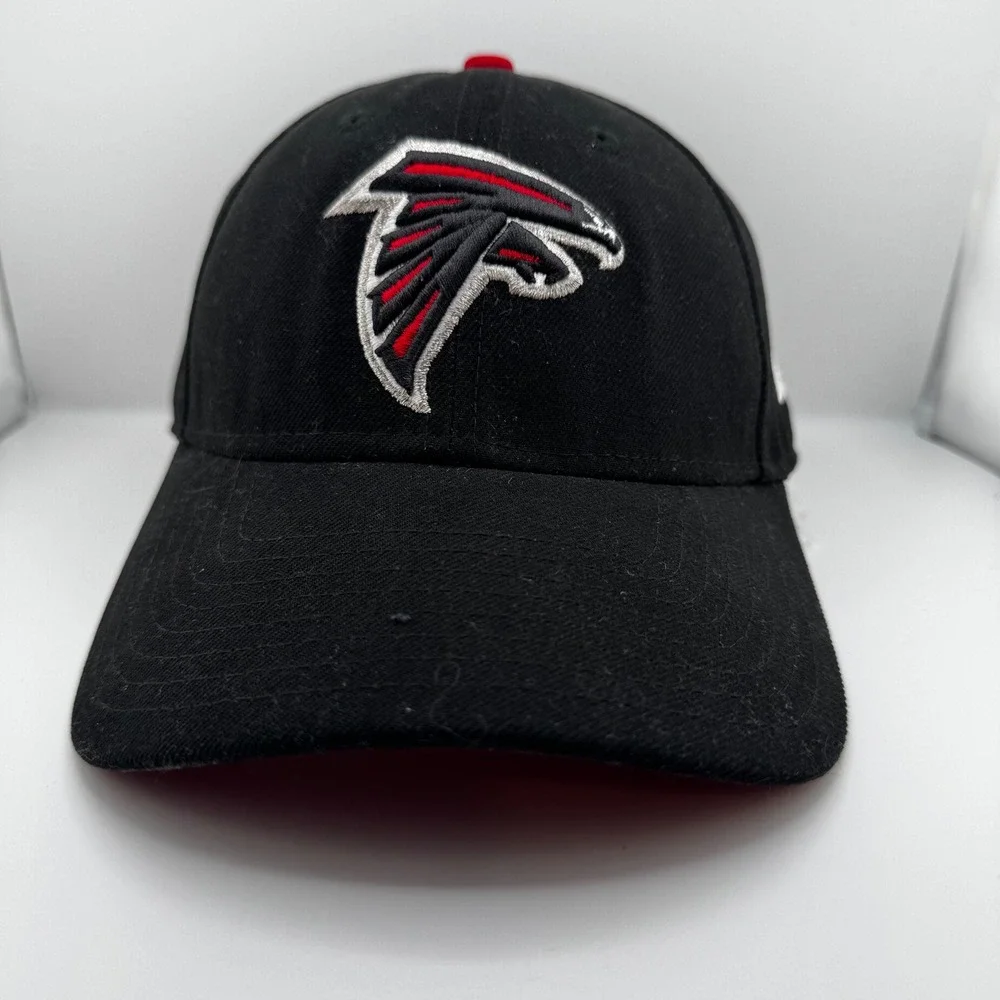 New Era Atlanta Falcons Hat Mens OSFA Black NFL 9FORTY Adjustable Good Logo Cap